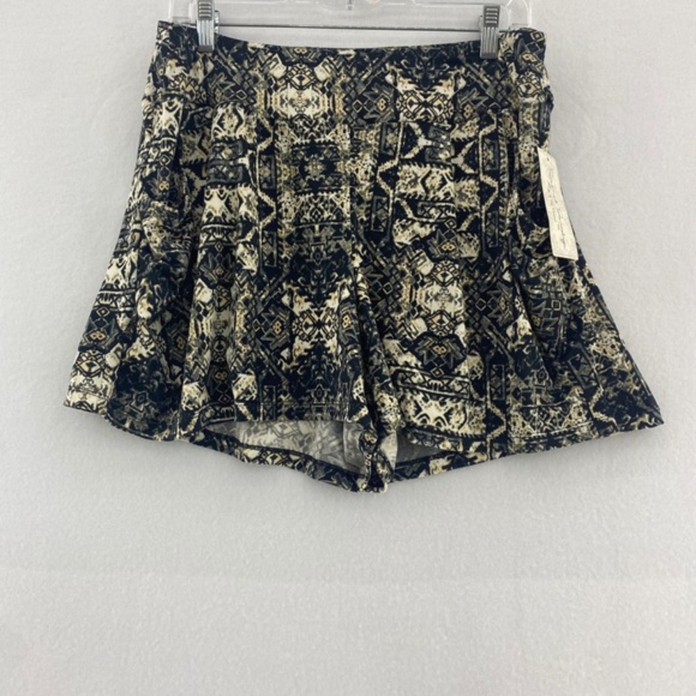 French Laundry Aztec Boho Print Shorts Elastic Waist Casual Comfy Black Beige‎ L